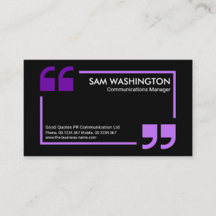 Purple Speech Box Quotation Mark Press Reporter Business Card