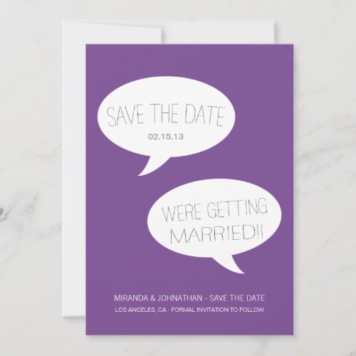 Purple Speech Photo Save The Date Announcements