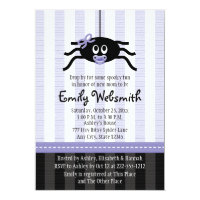 Purple Spider Halloween Baby Shower Invitations