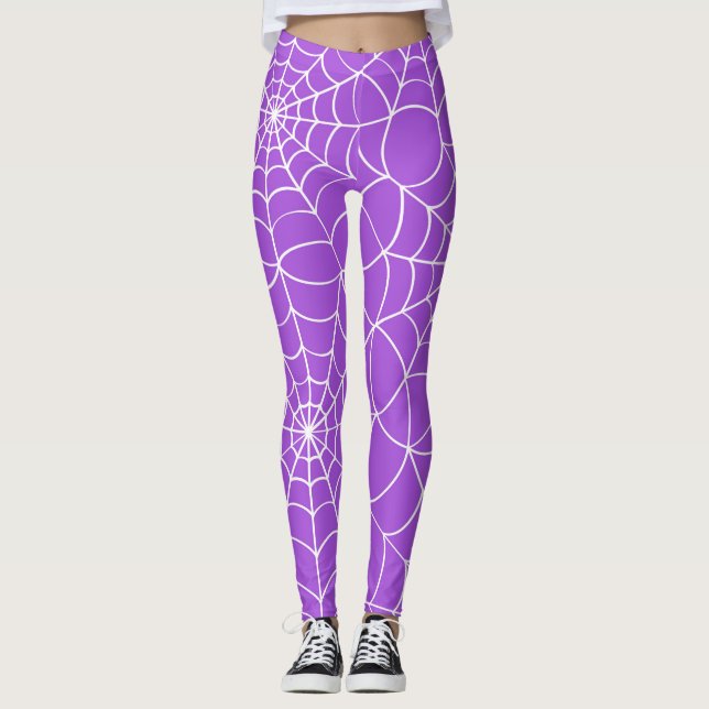 Purple Spider Web Halloween Leggings (Front)