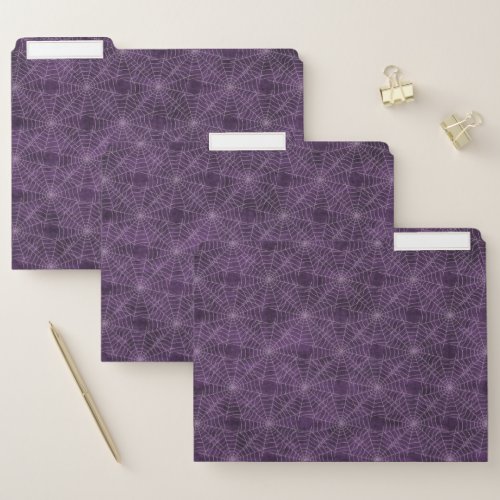 Purple Spider Webs Halloween Grunge File Folder