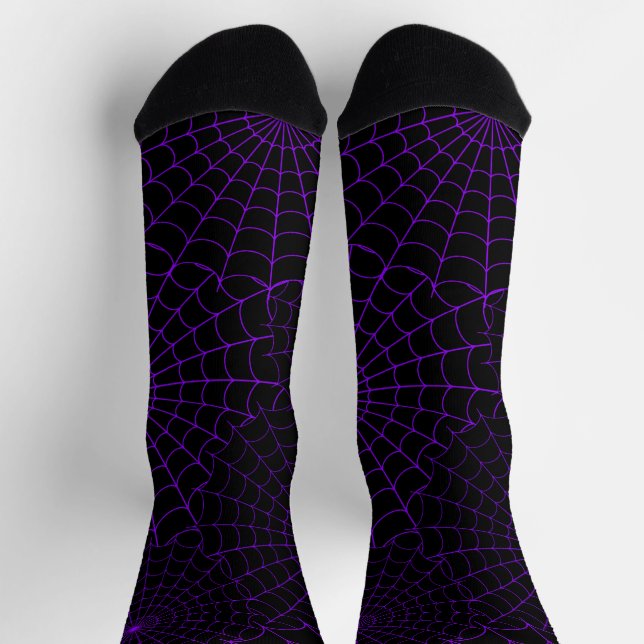 Purple Spiderwebs Halloween  Socks (Top)