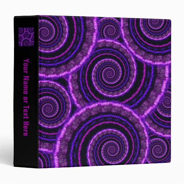 Purple Spiral Fractal Art Pattern Binder (Front/Spine)