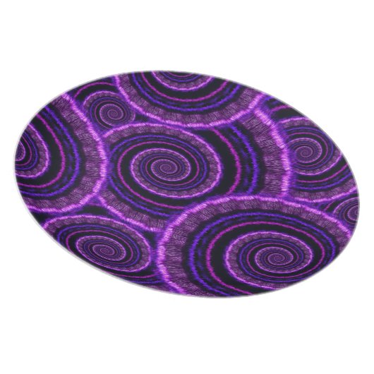 Purple Spiral Fractal Art Pattern Melamine Plate (Right Side)