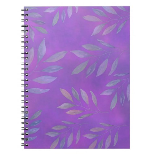 Purple Spiral Notebook with Leaf Pattern