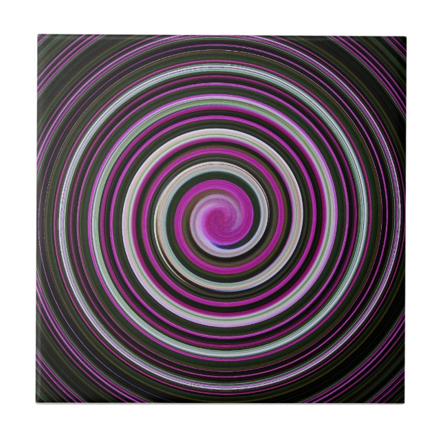 Purple Spiral Pattern Ceramic Tile (Front)