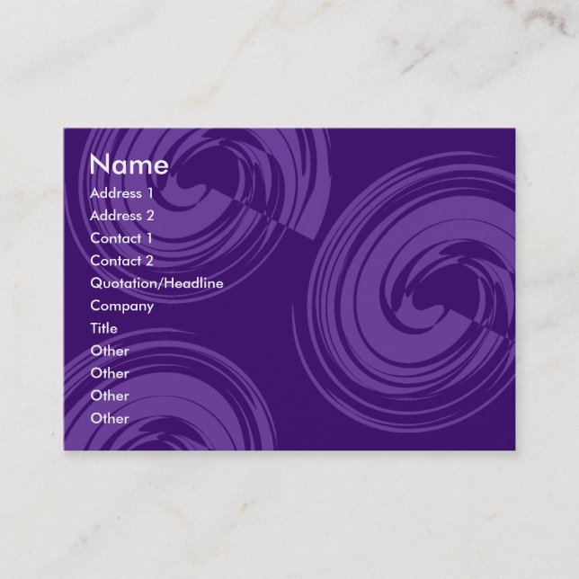 Purple Spirals - Purple Business Card (Front)