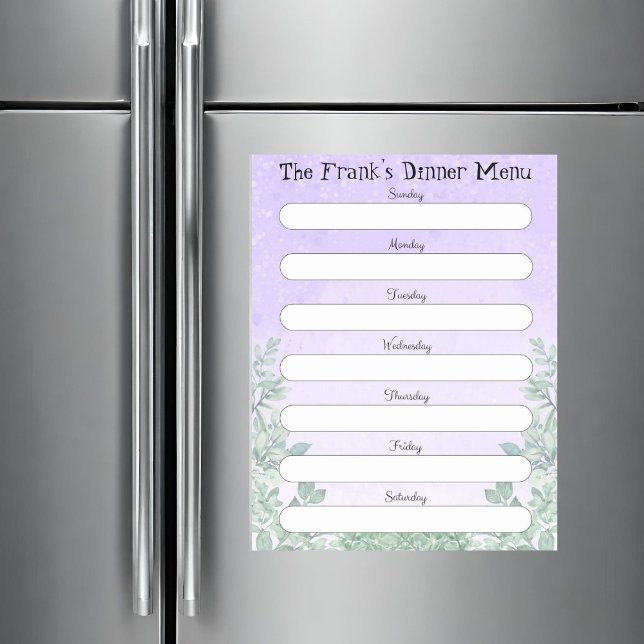 Purple Splash with Foliage Personalized Menu Magnetic Dry Erase Sheet (Purple Splash with Foliage Personalized Menu Magnetic Dry Erase Sheet)