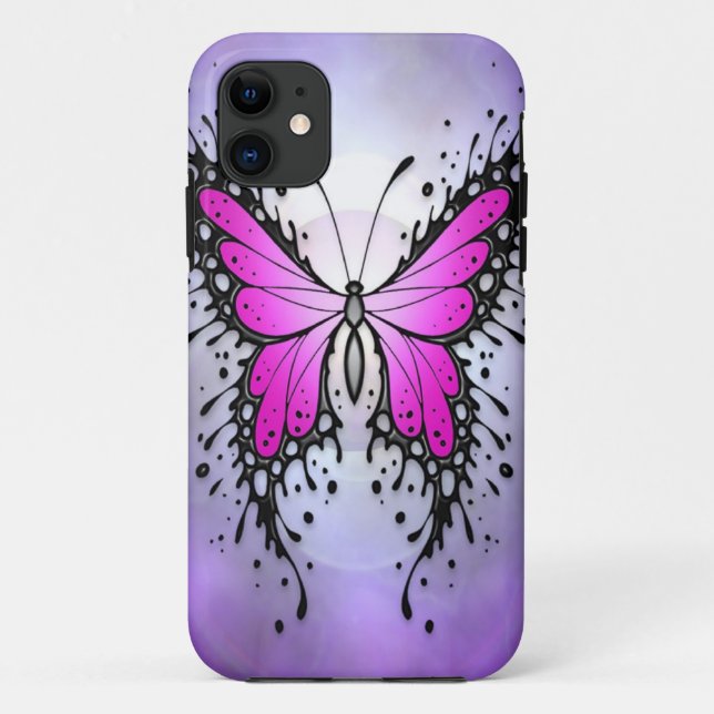 Purple Splatter Butterfly Case-Mate iPhone Case (Back)