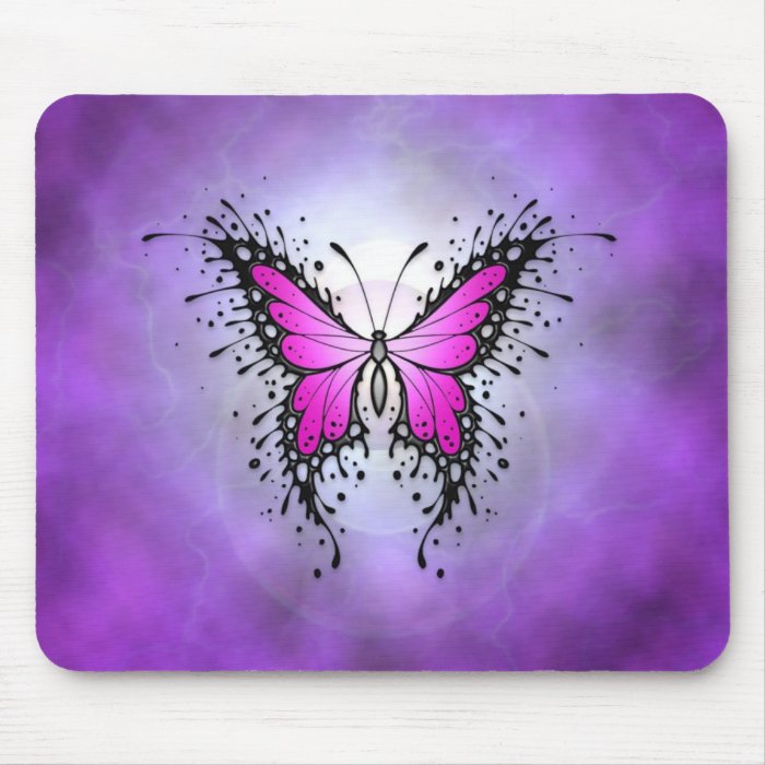 Purple Splatter Butterfly Mouse Pad