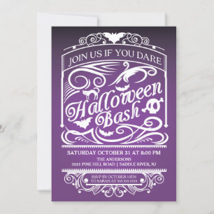 Purple Spooky Gothic Halloween Invitation