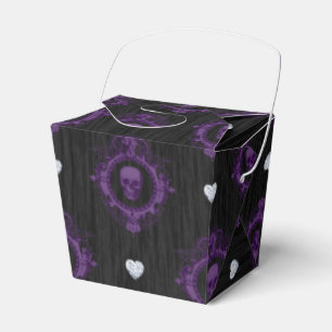 PURPLE SPOOKY GOTHIC HALLOWEEN SKULLS FAVOR BOXES