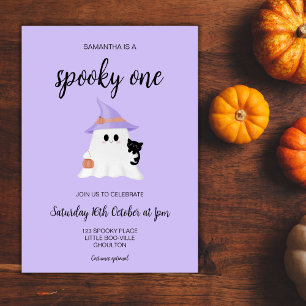Purple Spooky One 1st Birthday Party Invitation