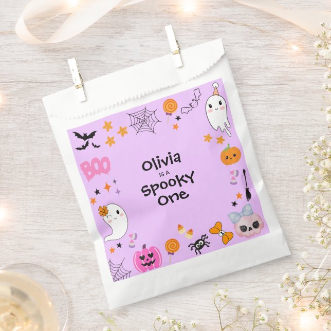 Purple Spooky One Cute Halloween 1st Birthday Favor Bag (Clipped)