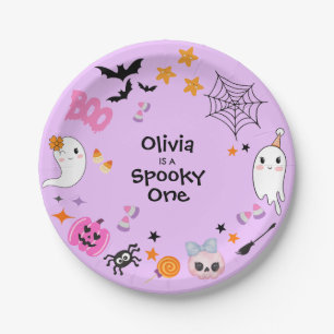 Purple Spooky One Cute Halloween 1st Birthday Paper Plates