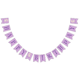 Purple Spooky One Ghost Happy Birthday Halloween Bunting Flags