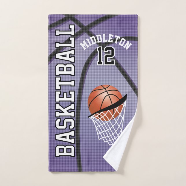Purple Sport Basketball - Personalized Hand Towel (Hand Towel)