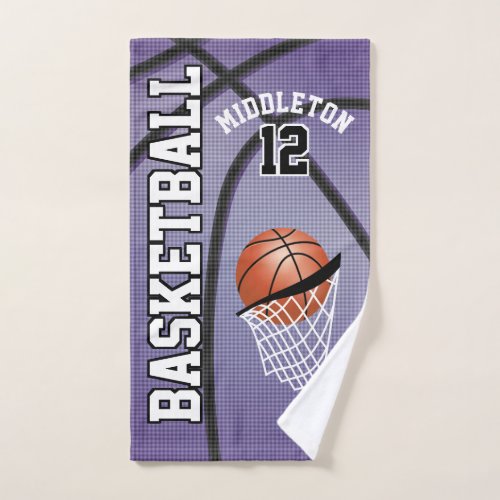 Purple Sport Basketball _ Personalized Hand Towel