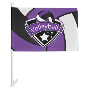 Purple Sport Volleyball Car Flag