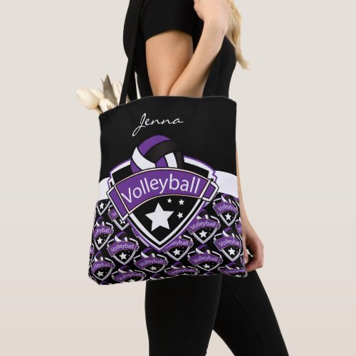 Purple Sport Volleyball  DIY Text Tote Bag