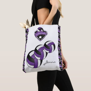 Purple Sport Volleyball Star DIY Text Tote Bag