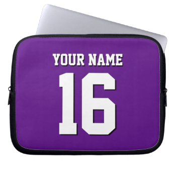 Purple Sports Jersey / Team Jersey Laptop Sleeve by FantabulousCases at Zazzle