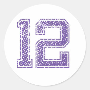 Purple Sports Jerzee Number 12.png Classic Round Sticker