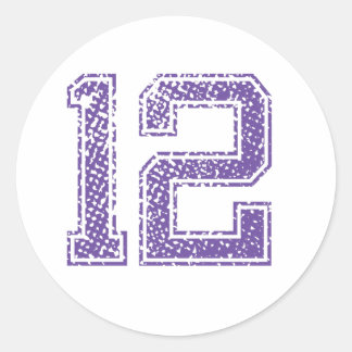 Purple Sports Jerzee Number 12.png Classic Round Sticker