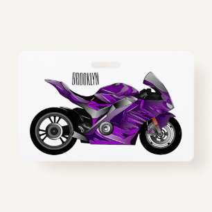 Purple sports motorcycle cartoon  badge