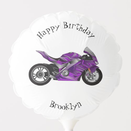 Purple sports motorcycle cartoon balloon