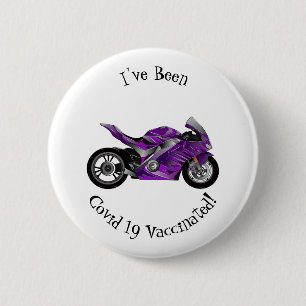 Purple sports motorcycle cartoon button
