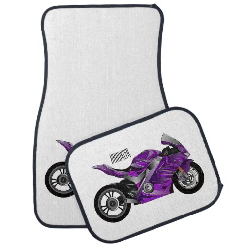 Purple sports motorcycle cartoon car floor mat