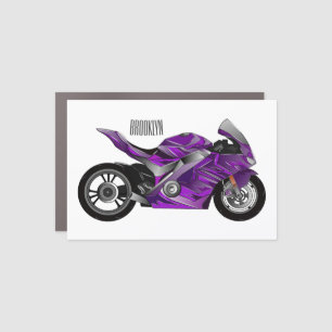 Purple sports motorcycle cartoon car magnet