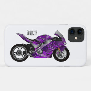Purple sports motorcycle cartoon iPhone 11 case