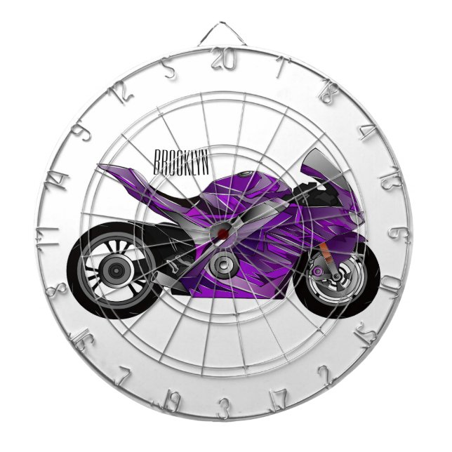 Purple sports motorcycle cartoon dart board (Front)