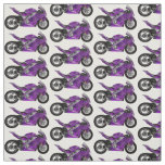Purple sports motorcycle cartoon  fabric