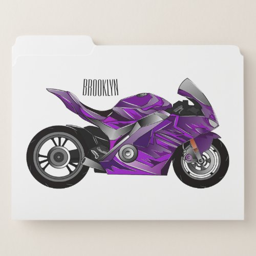 Purple sports motorcycle cartoon file folder