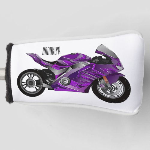 Purple sports motorcycle cartoon  golf head cover