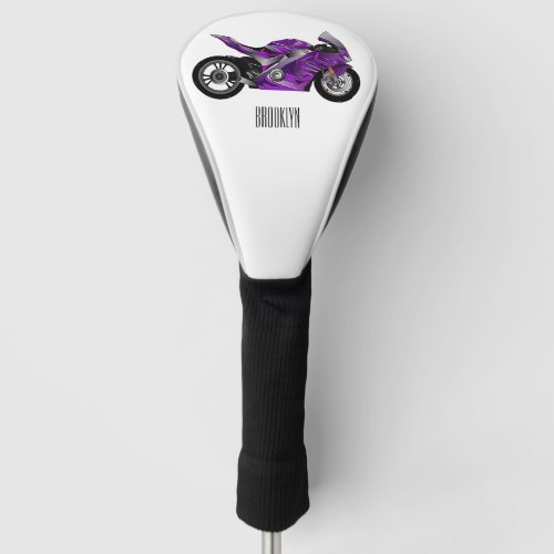 Purple sports motorcycle cartoon golf head cover