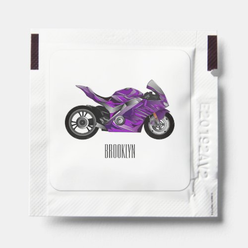 Purple sports motorcycle cartoon hand sanitizer packet