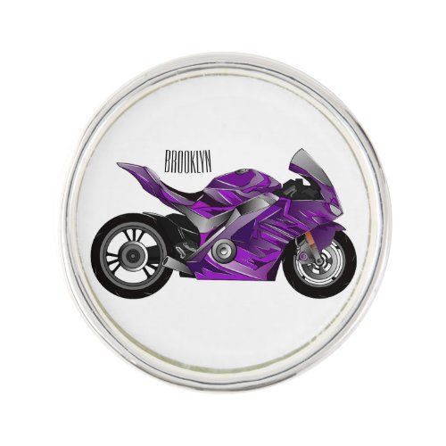 Purple sports motorcycle cartoon  lapel pin