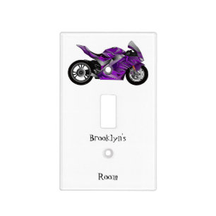 Purple sports motorcycle cartoon light switch cover