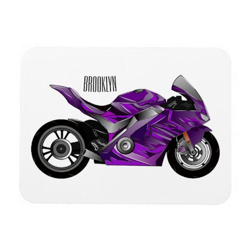 Purple sports motorcycle cartoon  magnet