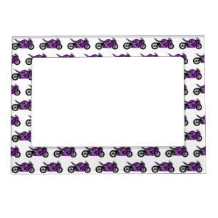 Purple sports motorcycle cartoon  magnetic frame