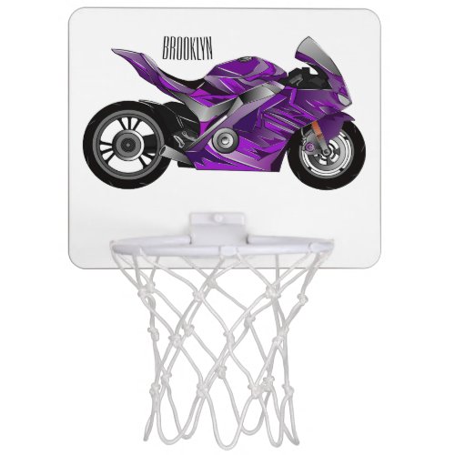 Purple sports motorcycle cartoon  mini basketball hoop