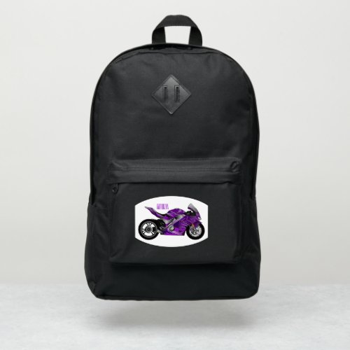 Purple sports motorcycle cartoon  port authority backpack