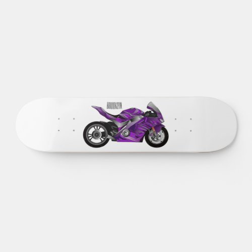 Purple sports motorcycle cartoon  skateboard