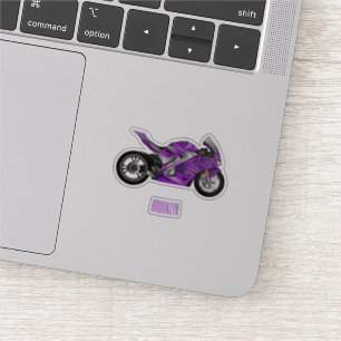 Purple sports motorcycle cartoon sticker
