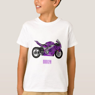 Purple sports motorcycle cartoon T-Shirt