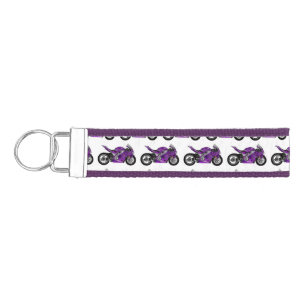 Purple sports motorcycle cartoon wrist keychain